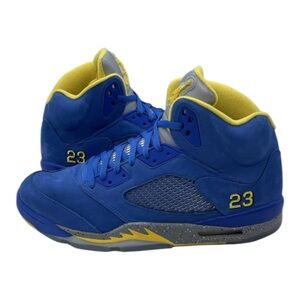 Nike Air Jordan 5 V Retro Laney Blue Yellow Grey Suede CD2720-400 Mens Size 9